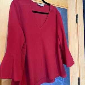 Tibi Elegant Red V-Neck Women's Top